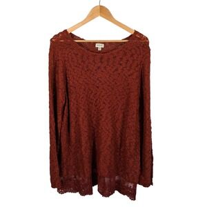 Avenue Tunic Sweater Crochet Knit‎ Lace Trim Long Sleeve Plus Size 18/20 Boho